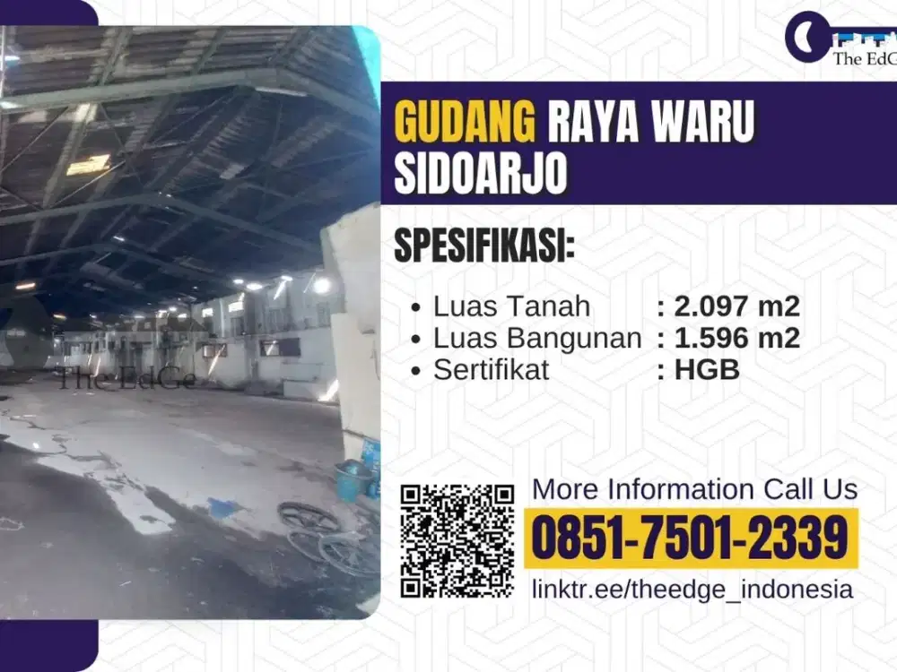 Jual Gudang Raya Waru Nol Jalan di Sidoarjo - The EdGe