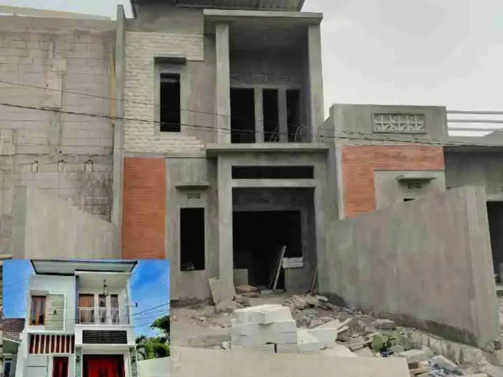 Rumah baru siap huni 2 lantai nol jalan aspal Sukodono
