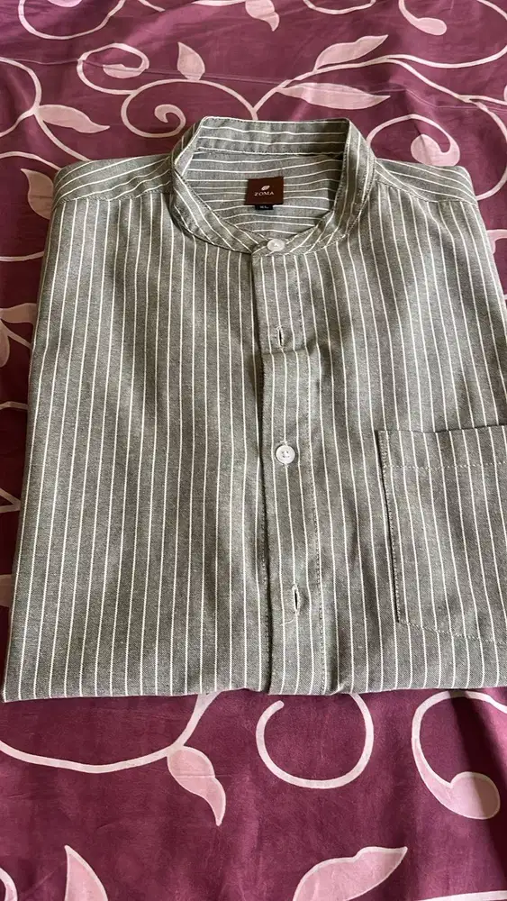 Jual santai baju brand Zoma Basic warna strip hijau sage, bisa dijadii