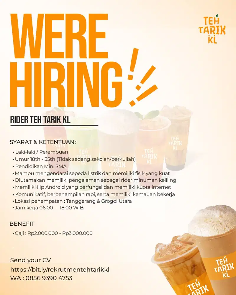 Dibutuhkan Rider keliling untuk Teh Tarik KL