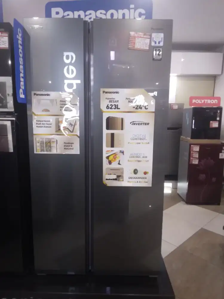 Kulkas panasonic pintu side by side | 623L, INVERTER