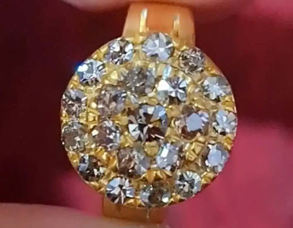 Cincin Perak Berlian 0.88 Ct Elegan 22 Batu Kilau Mewah