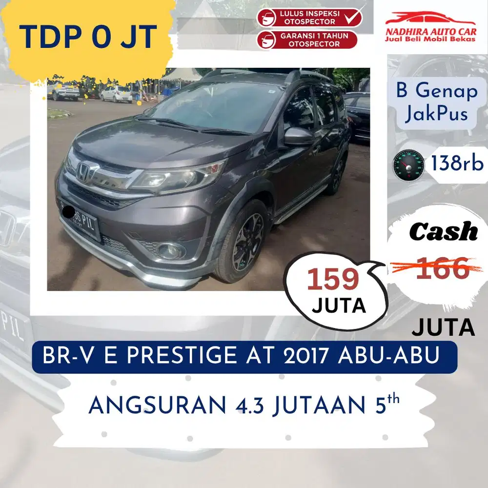 Promo TDP 0 Rupiah Honda BR-V 2017 AT Abu-abu