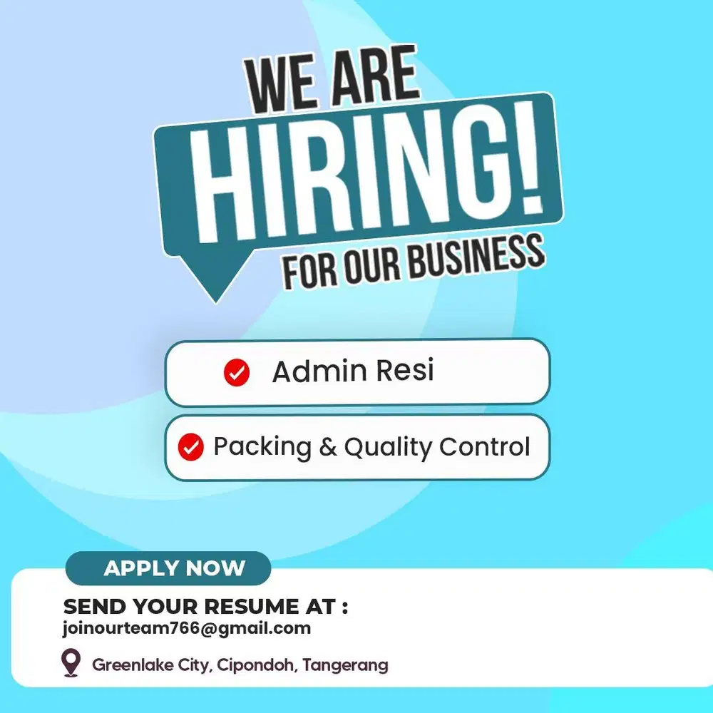 LOWONGAN PACKER DAN ADMIN RESI
