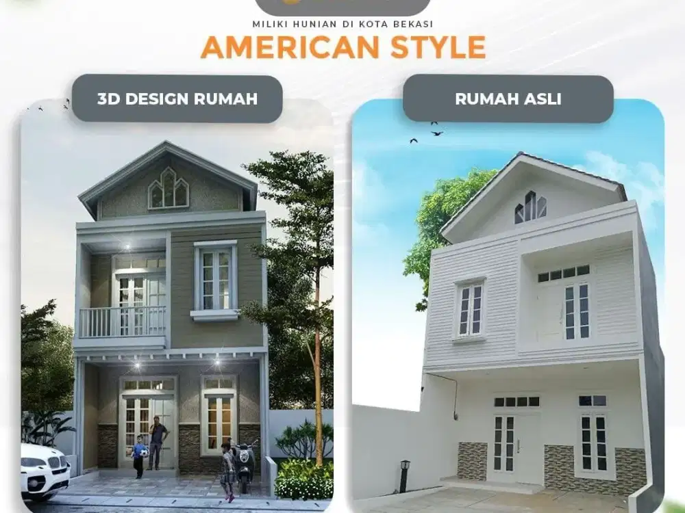 Jual Rumah di Galaxy Bekasi Selatan Desain America Klasik Diapit 3 Tol