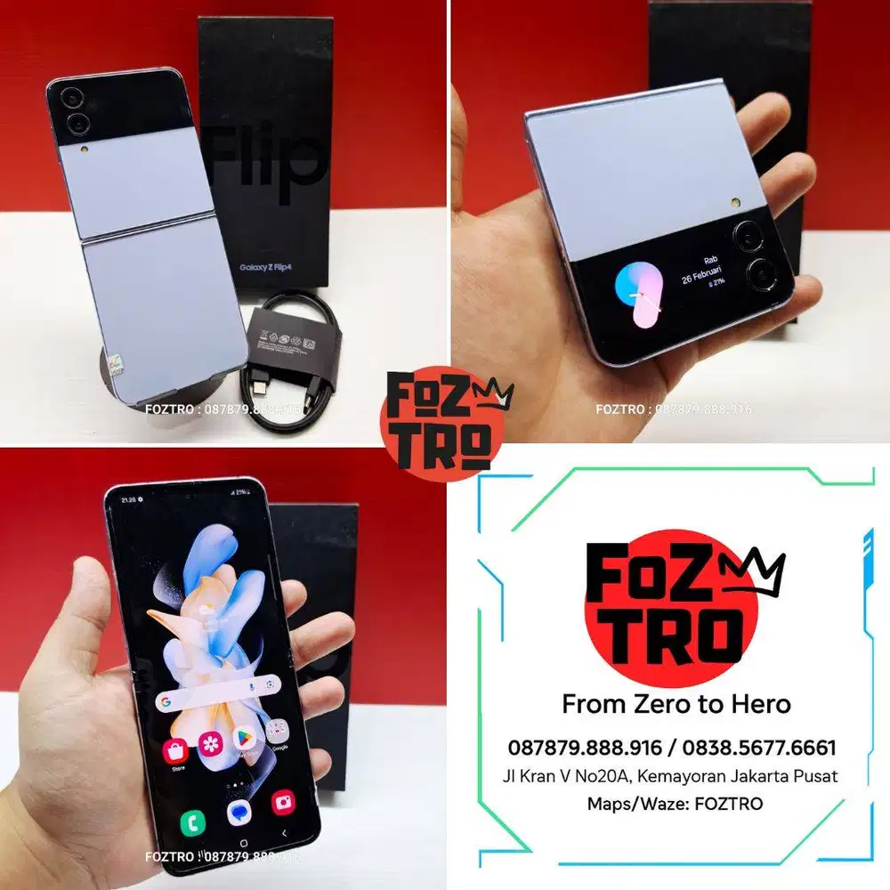 Samsung Galaxy Z Flip 4 8/512GB Blue Fullset RESMI Mulus No Minus