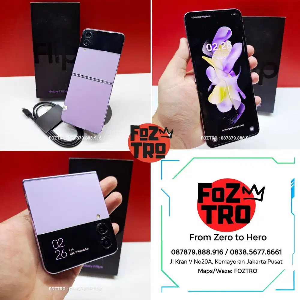 Samsung Galaxy Z Flip 4 8/512GB Purple Fullset RESMI SEIN No Minus