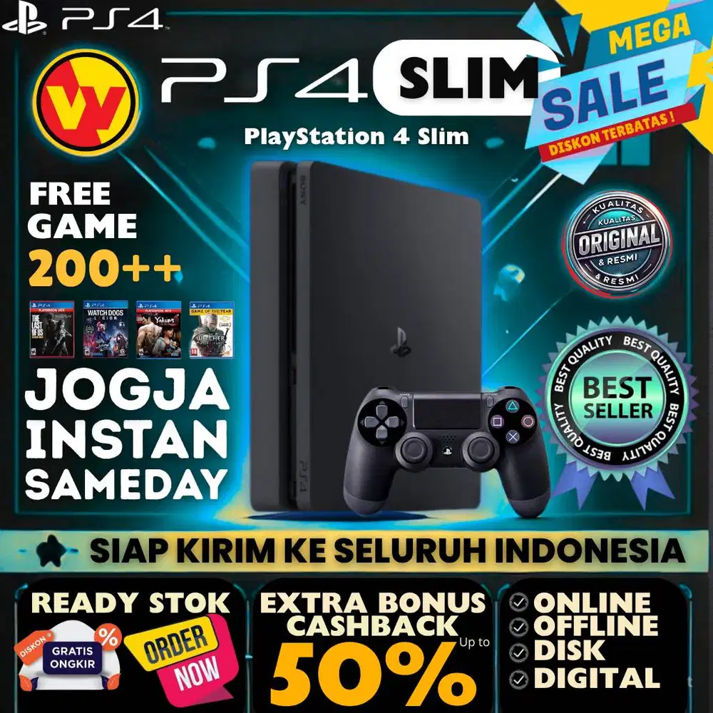 PS4 SLIM Original/FW 12.02 ready di Wijaya games