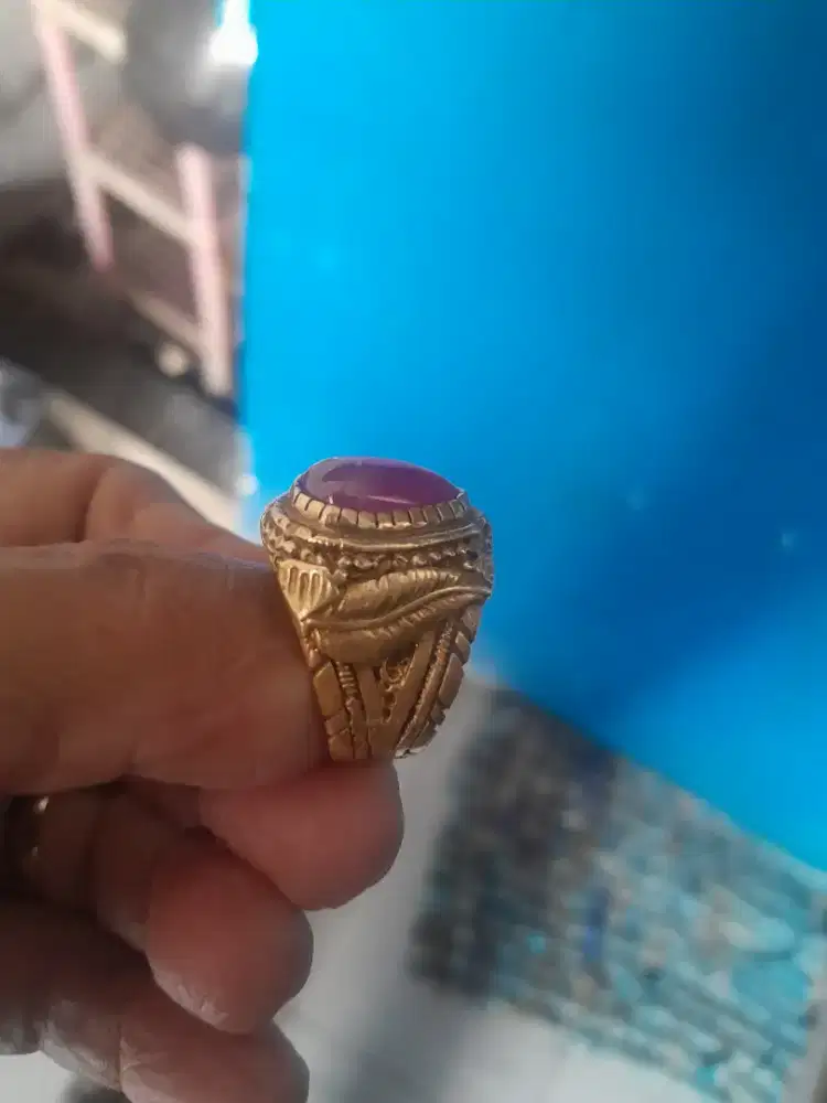 Di jual batu rubi ring kuningan ukir minat wa