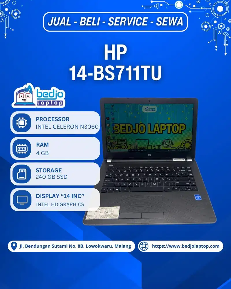Laptop HP 14-BS711TU TERMURAH! Laptop HP Second CELERON N3060 Ram 4GB
