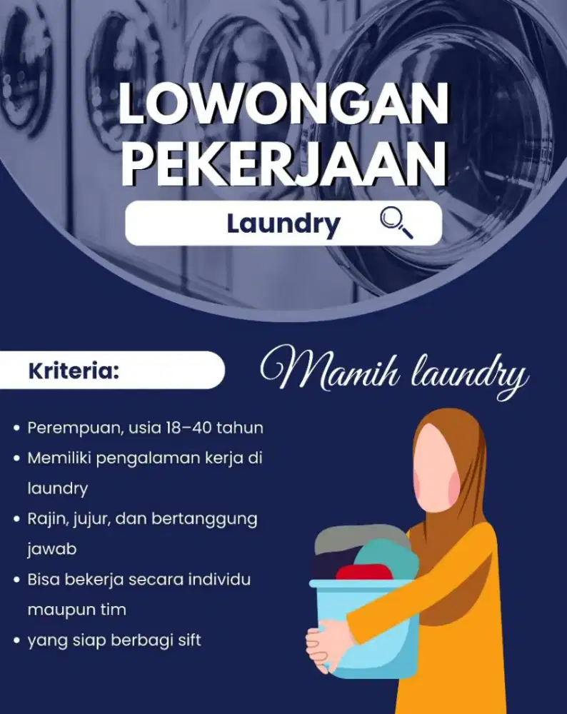 Di cari segera karyawan untuk laundry