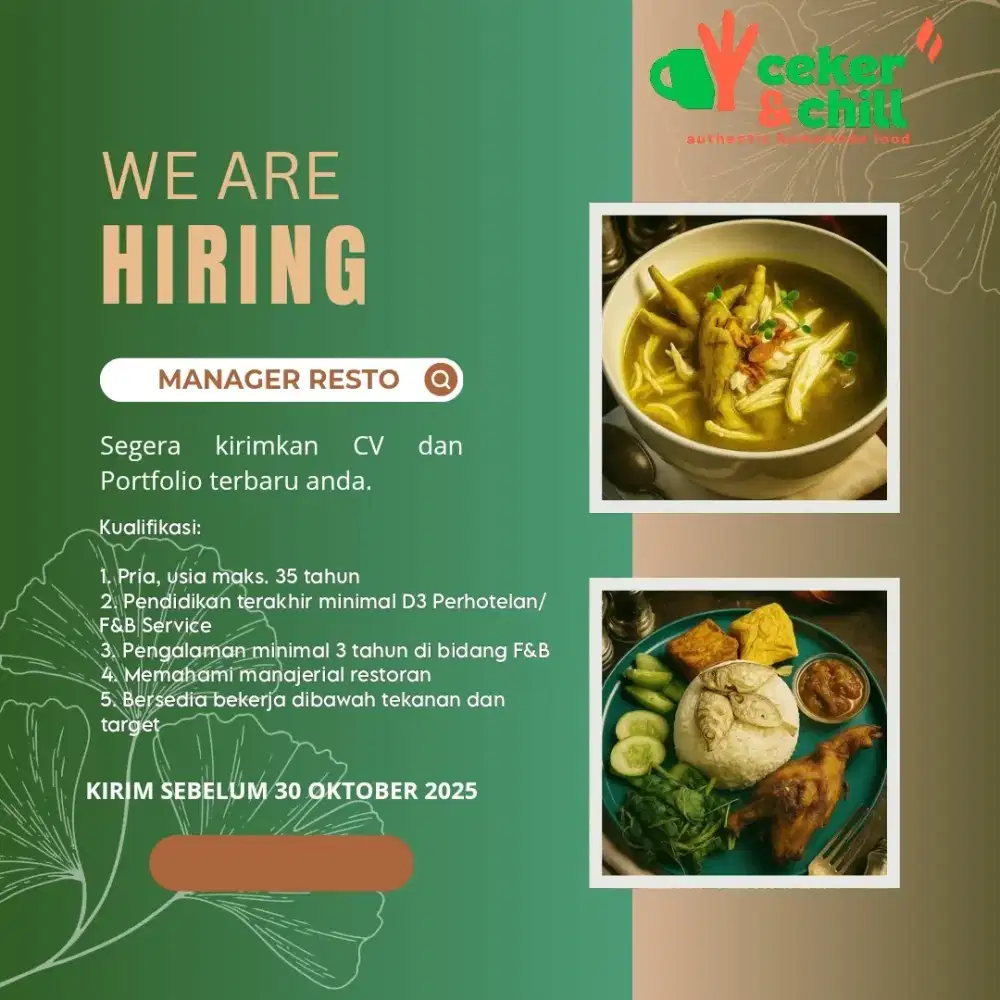 Manager Resto Berpengalaman