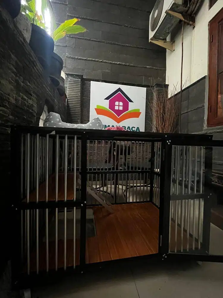 Kandang kucing almunium 1 pintu free accessories - Cokelat