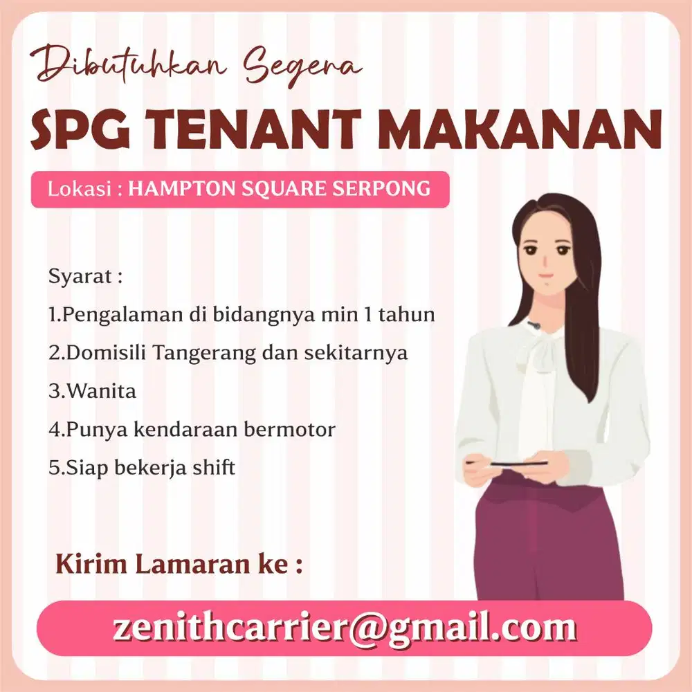 Lowongan Kerja SPG Tenant Makanan