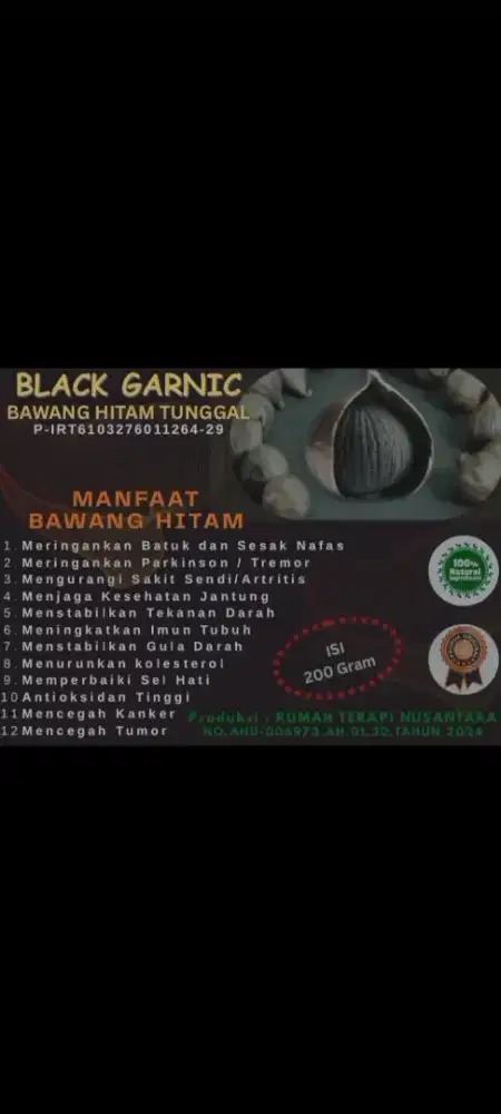 Bawang Hitam Tunggal (Black Garlic)