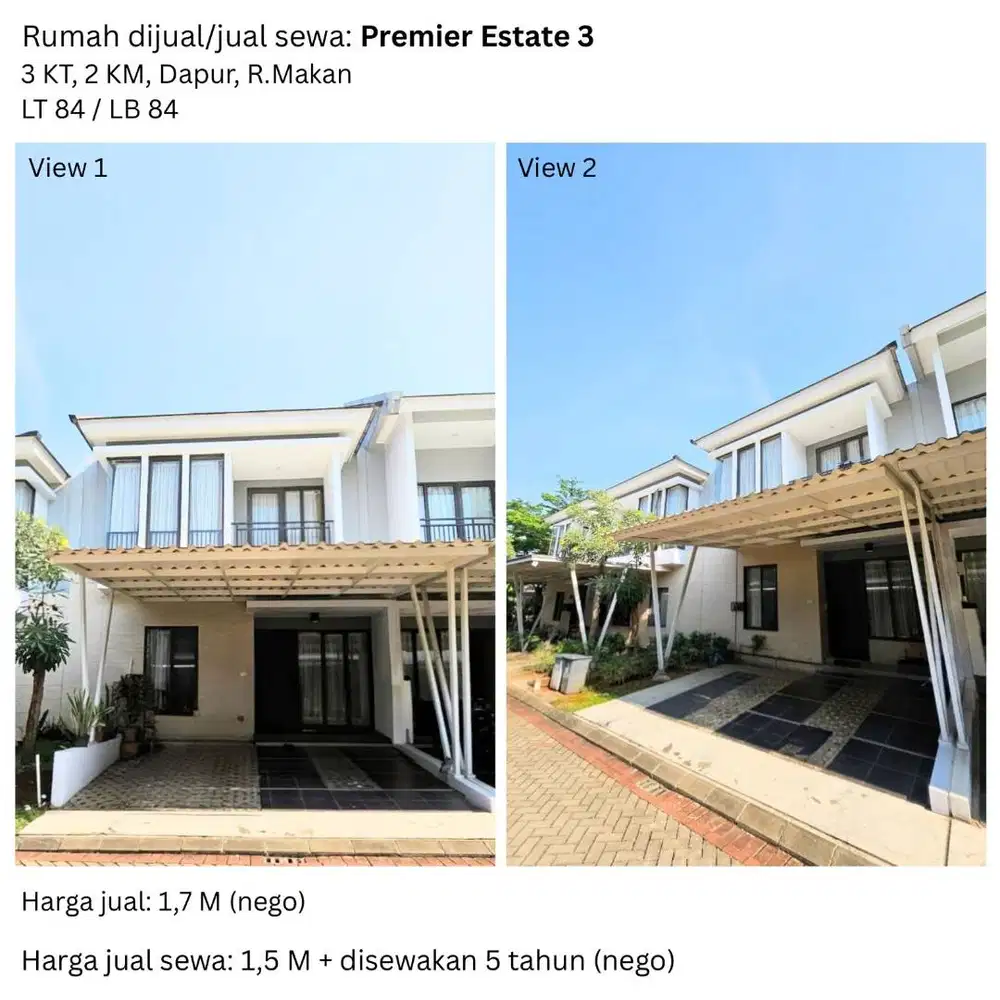 Jual CEPAT Rumah Cibubur Premier Estate 3 (3KT+2KM)