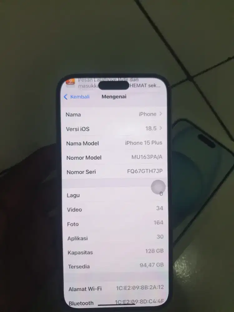Iphone 15plus masih jos 128 ibox