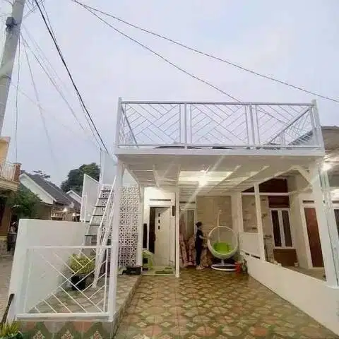 Mezanin kanopi balkon tangga spiral tangga puter