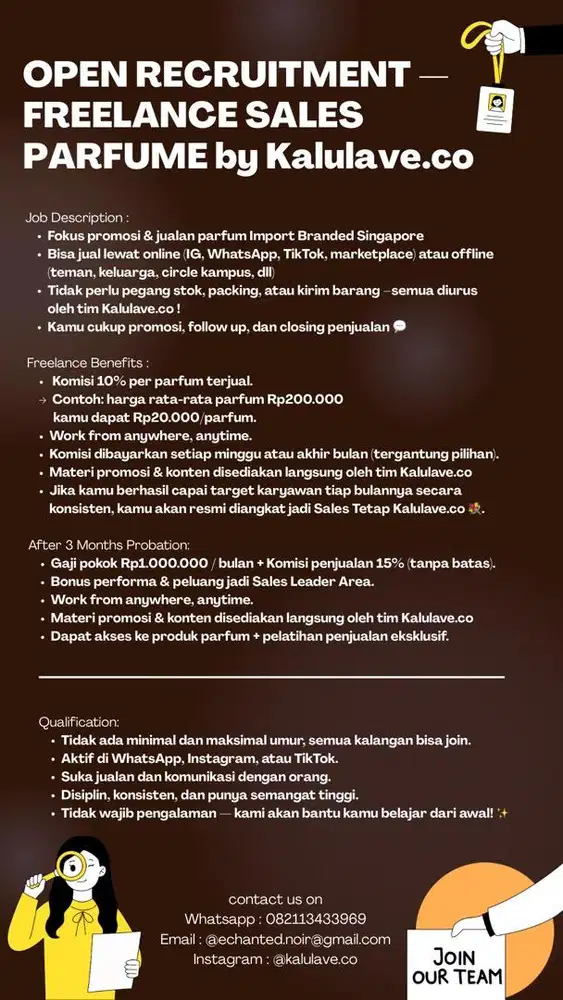 Freelance Sales Parfum Branded Singapore