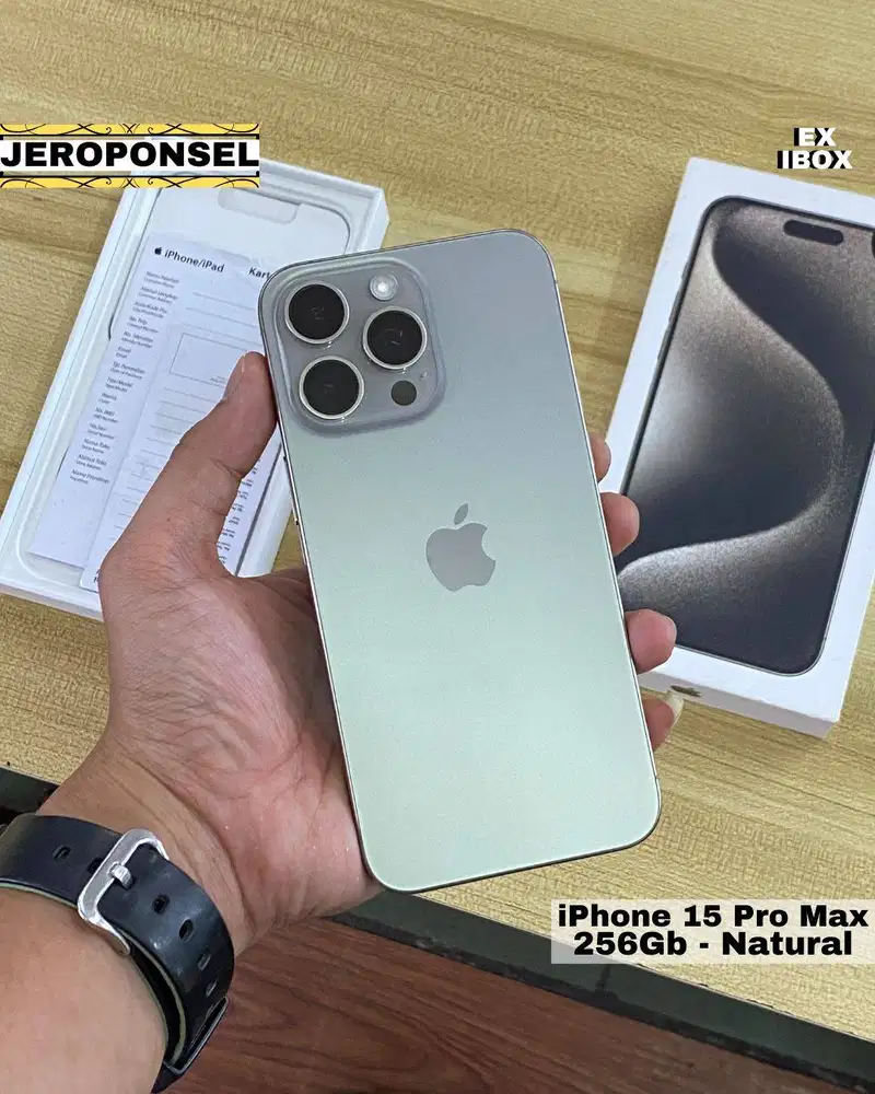 IPHONE 15 PRO MAX 256GB NATURAL EX IBOX BH 93% MULUS LIKE A NEW