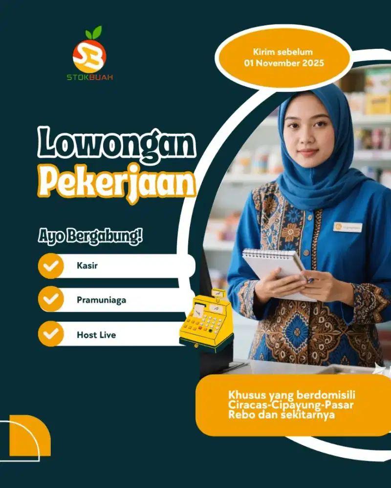 Lowongan Admin- Kasir-Pramuniaga-Host Live