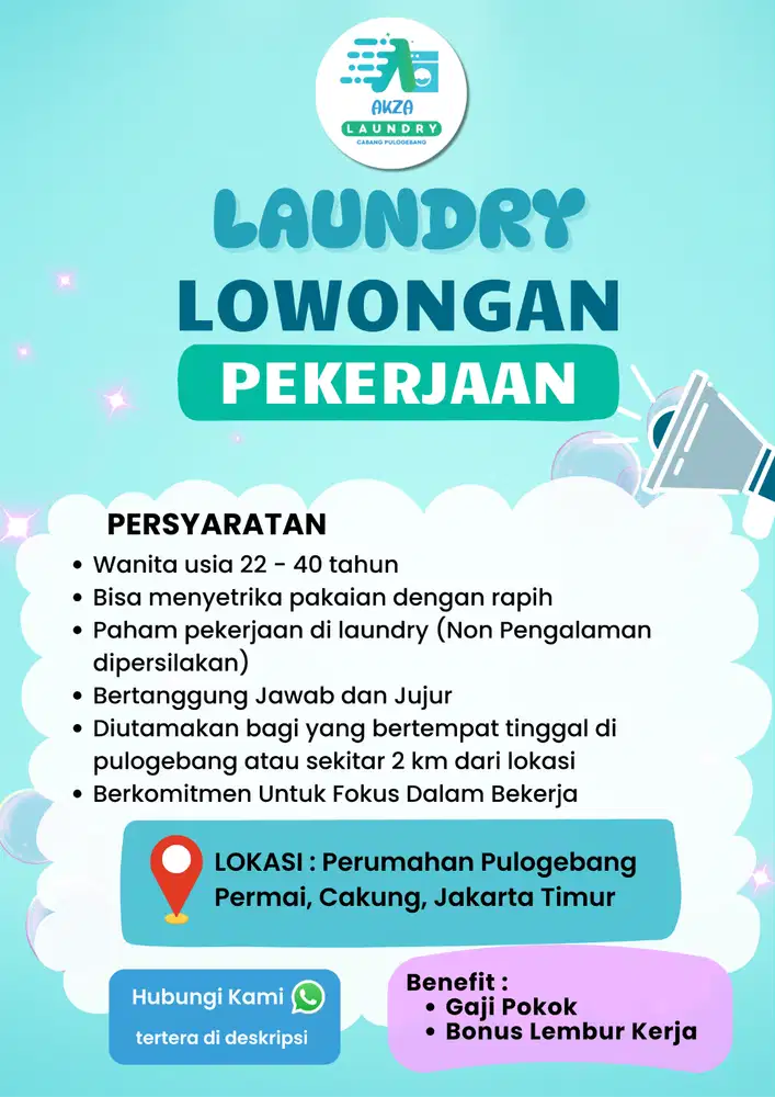 Lowongan Kerja Operator Laundry Di Pulogebang, Jakarta Timur