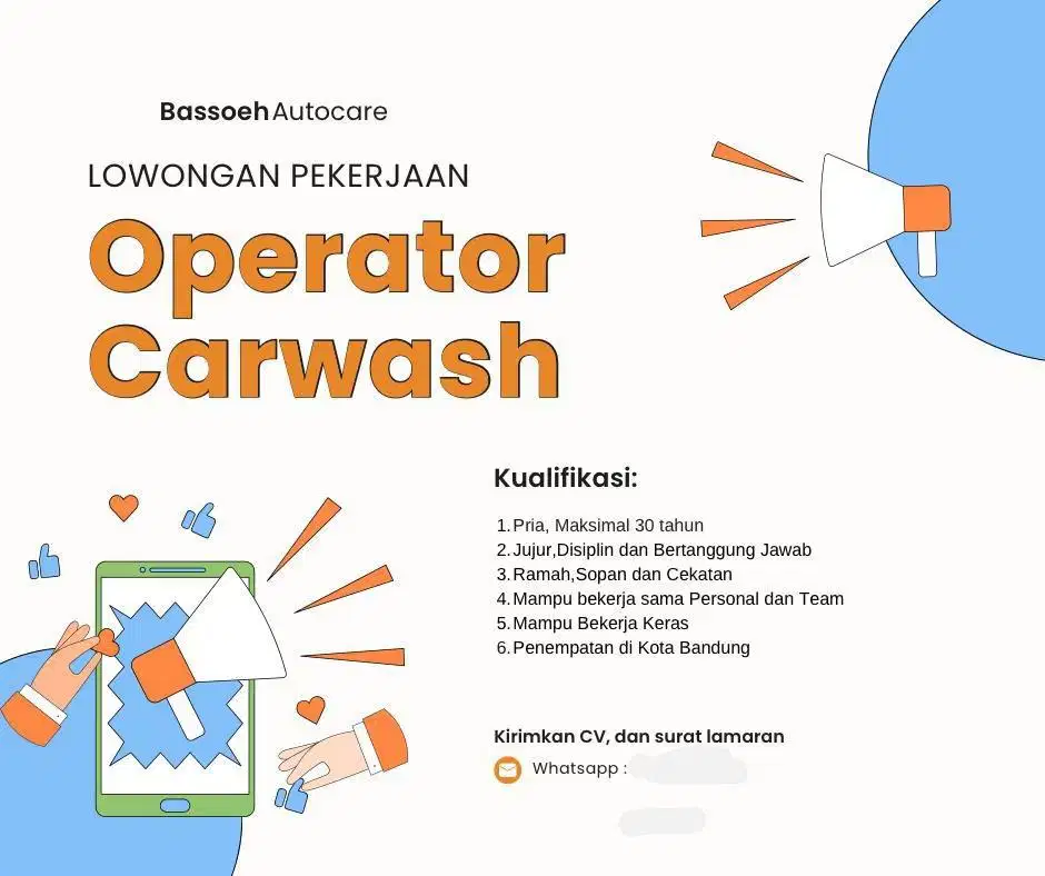 Lowongan Kerja Operator Carwash Bassoeh Autocare di Kota Bandung