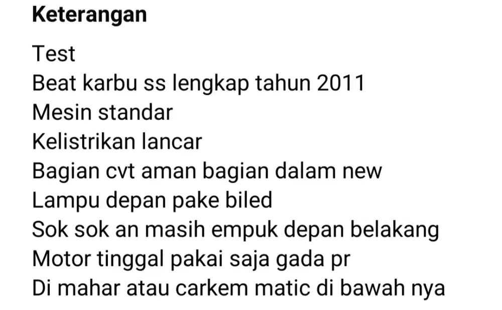 Honda beat karbu tahun 2011
