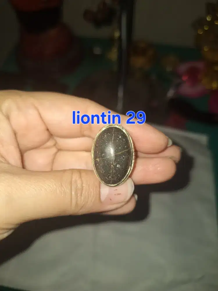 Batu cincin tapak jalak 
Hitam garis perak 
Liontin29 Ring perak alpac