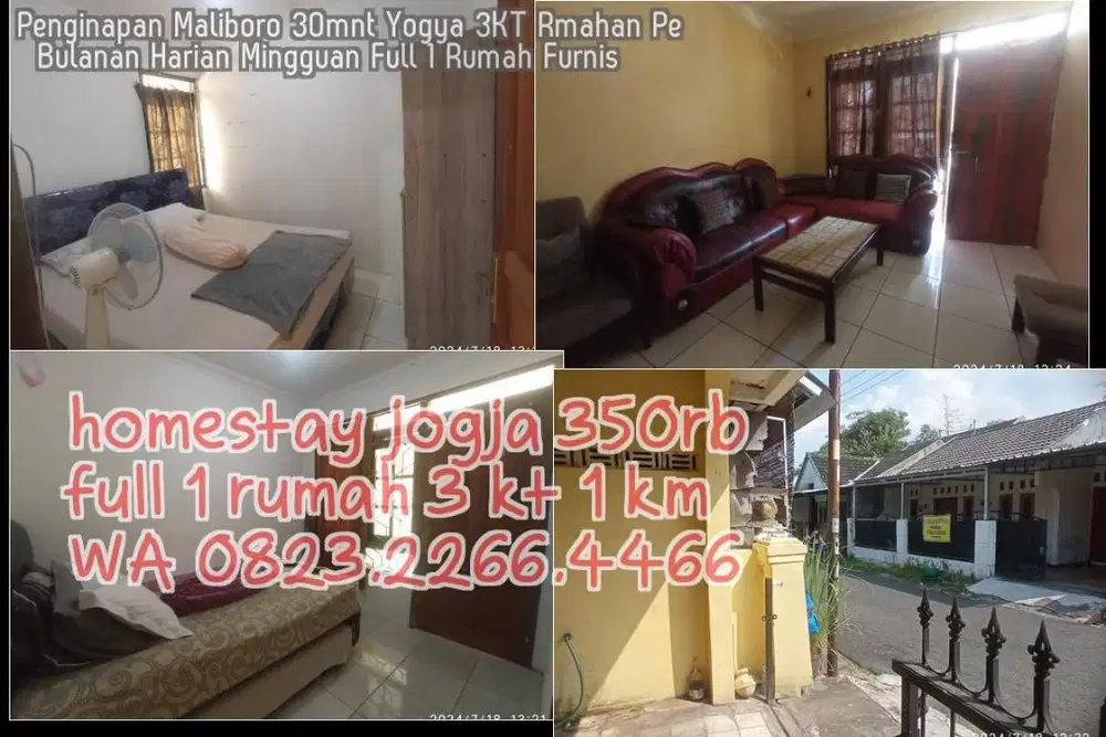 Penginapan Maliboro 30mnt Yogya 3KT Rmahan Pe  Bulanan Harian Mingguan