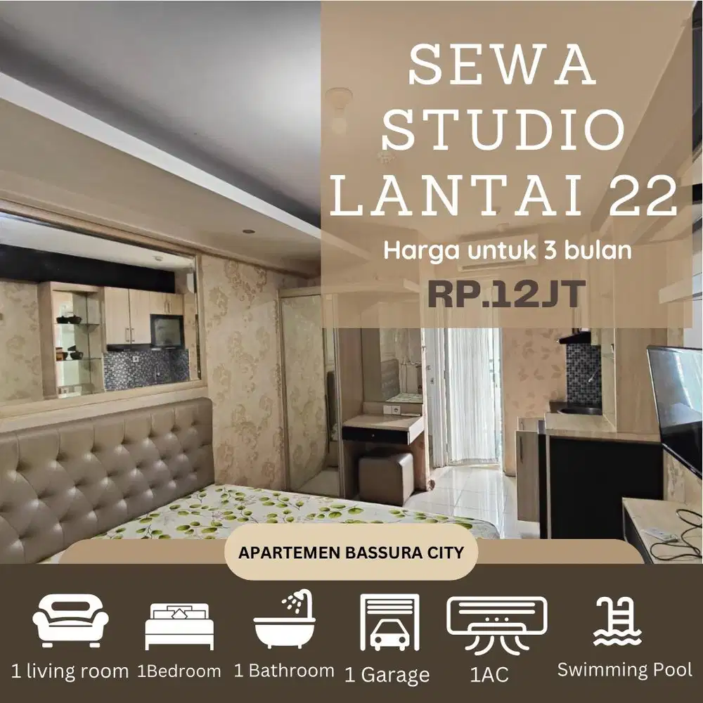 Studio sewa atas mall full furnish apartemen bassura city