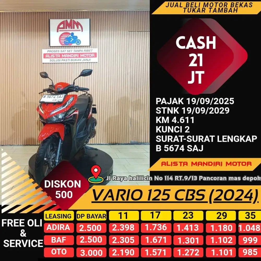 HONDA VARIO 125 CBS TH 2024 KM LOW BISA BAYAR PAKAI CC /PAYLATER