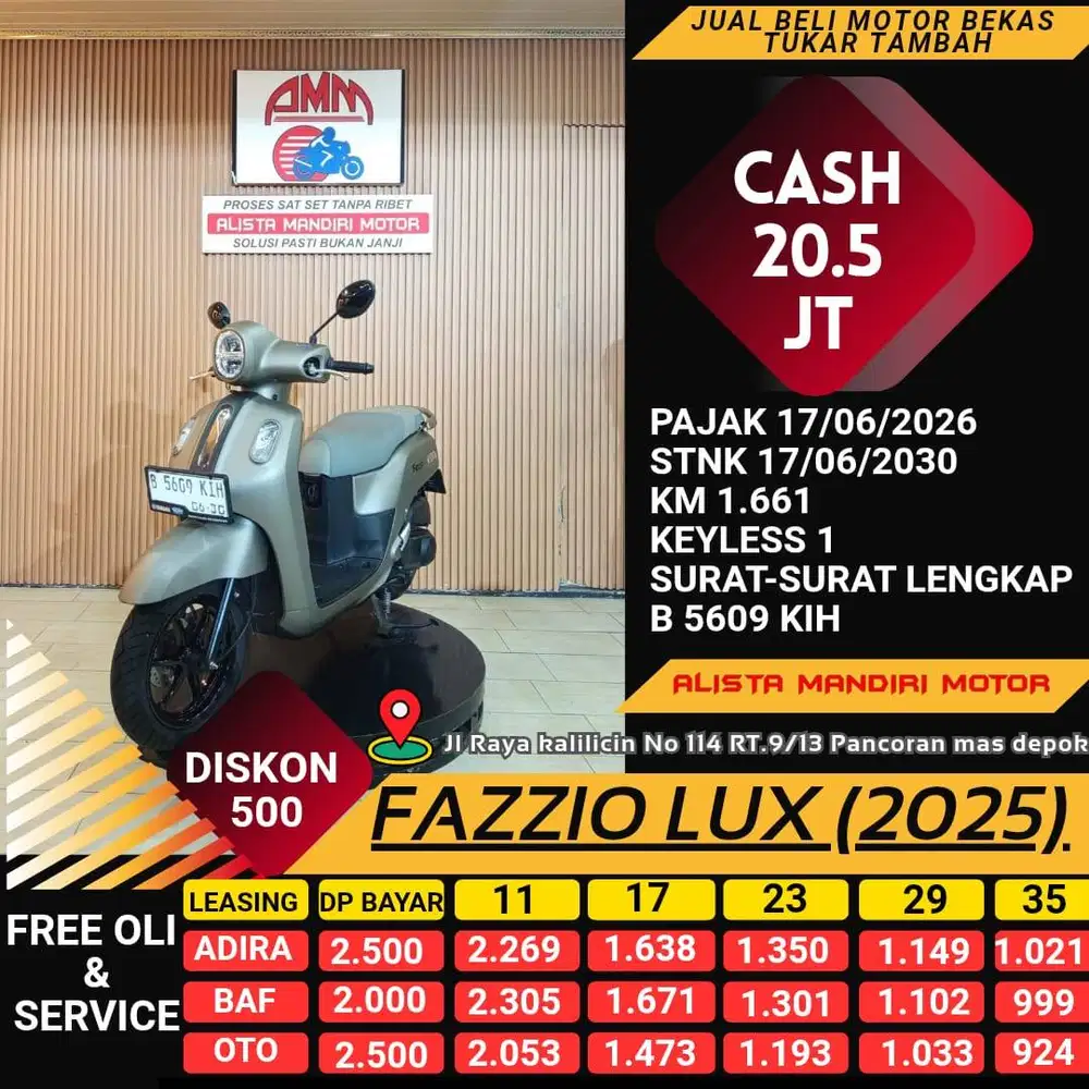 FAZZIO MATE BROWN TH 2025 KM LOW BODY MULUS LIKE NEW CASH/KREDIT/TT
