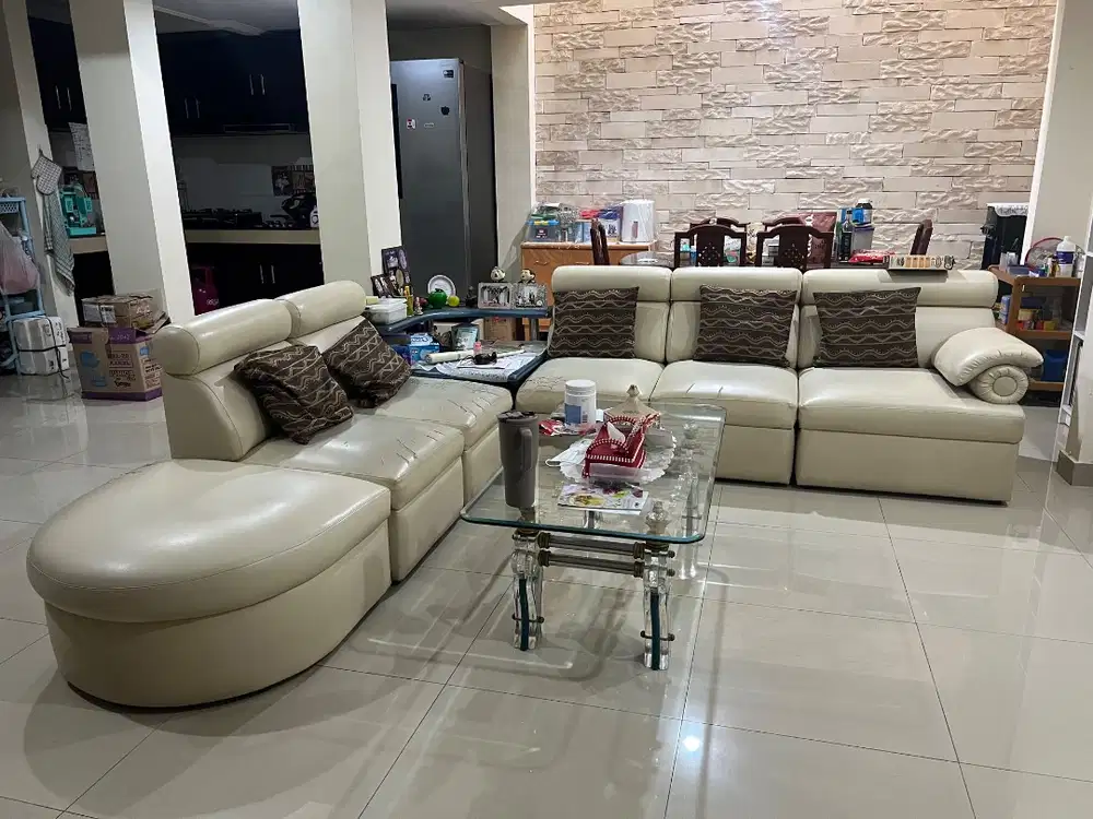 Sofa L Shape Leather Table Set Second