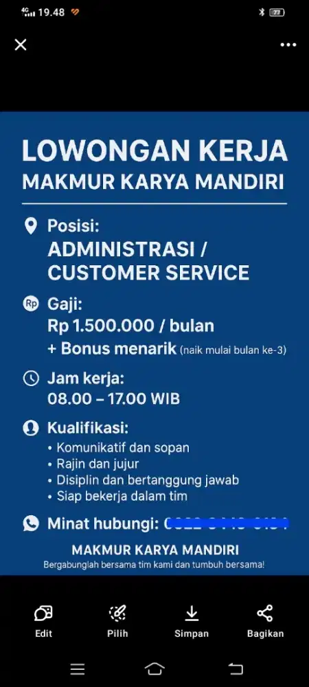 Customer service dan admin