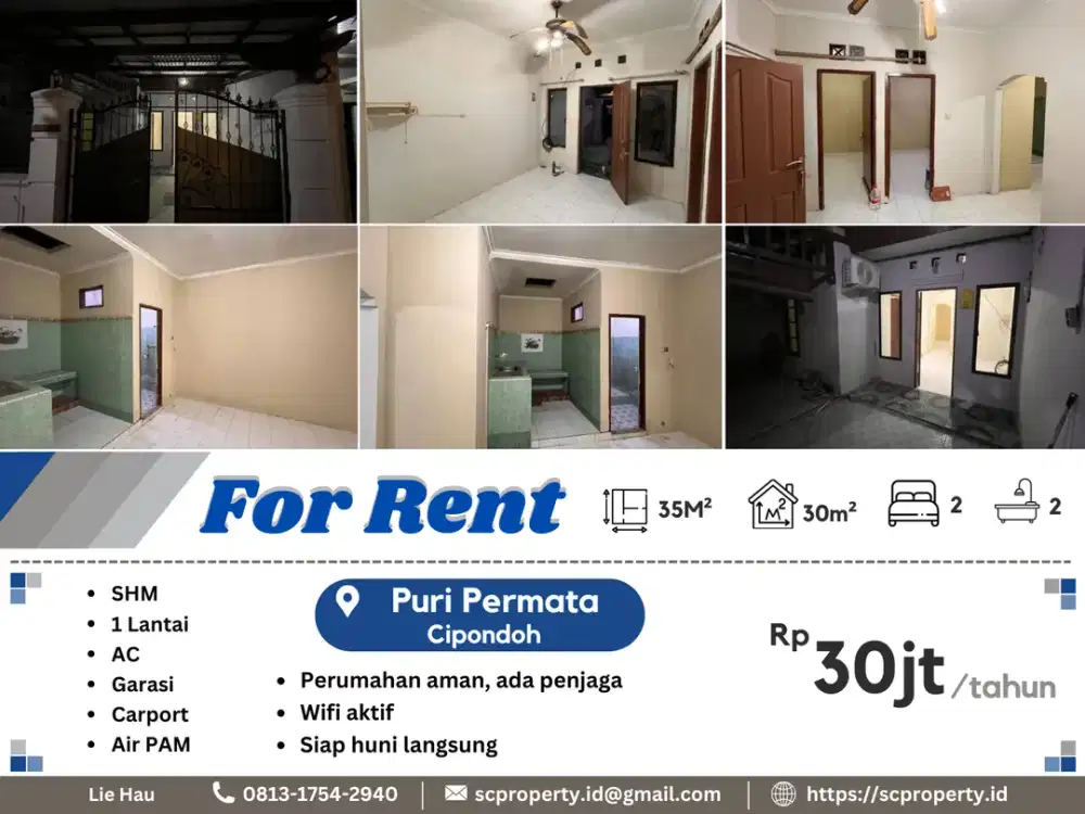 isewakan Rumah Murah!!! di Puri Permata, Cipondoh Tangerang, 30jt/thn