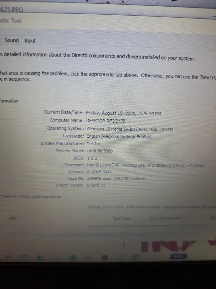 Laptop Dell latitude 3380