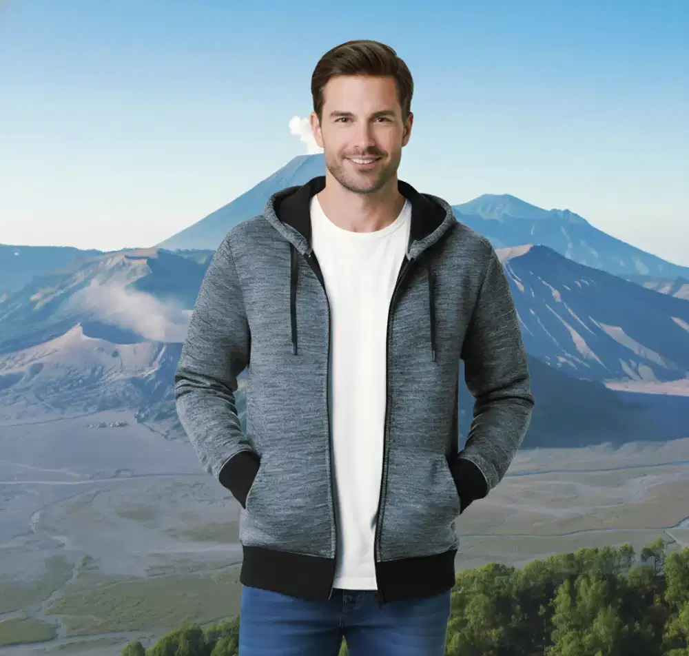 Hoodie Zipper Uramoco Second Full Sherpa Dalam Sampai ke Lengan size M