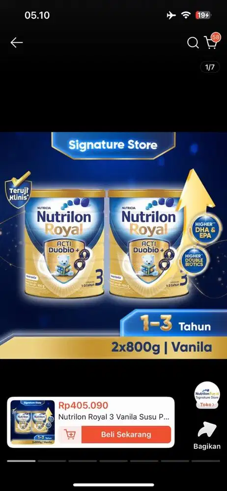 Di Jual cepat susu nutrilon royal 800 gram usia 1-3 tahun baru 250 aja