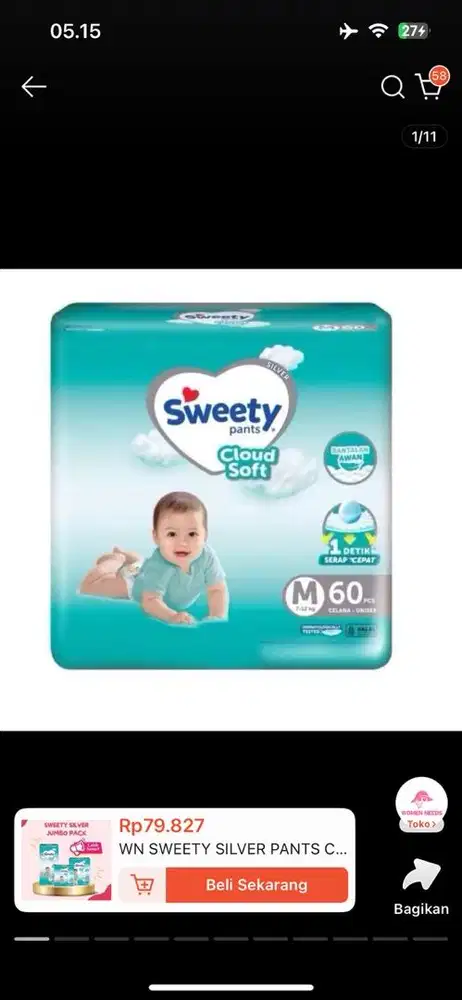 Di jual Pamper sweety dua dus baru dan murah 100.000 aja