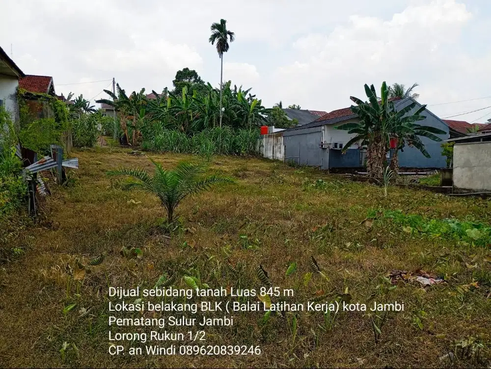 Dijual Tanah 845 m² Belakang BLK Kota Jambi