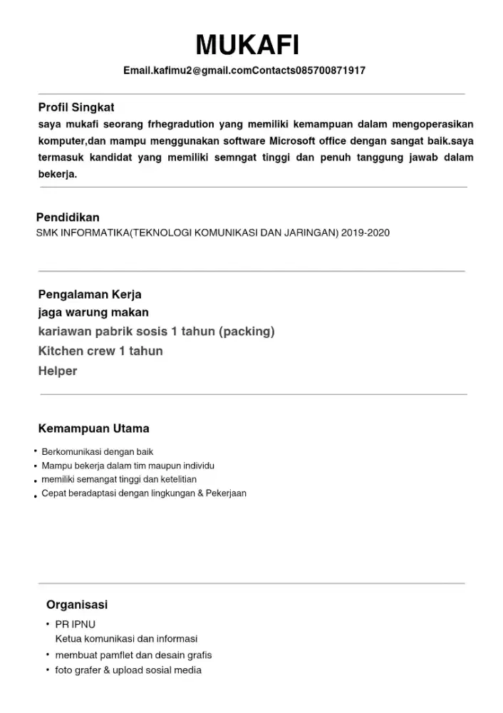 Cv surat lamaran kerja