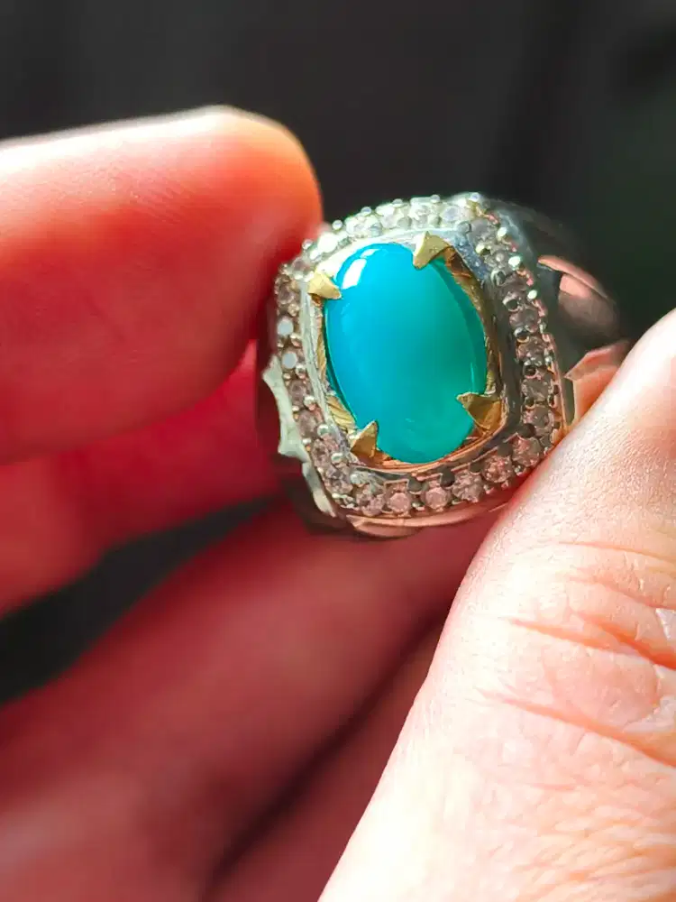 bacan Doko majiko kristal 1 warna ring alpaka 13*9*4 mm