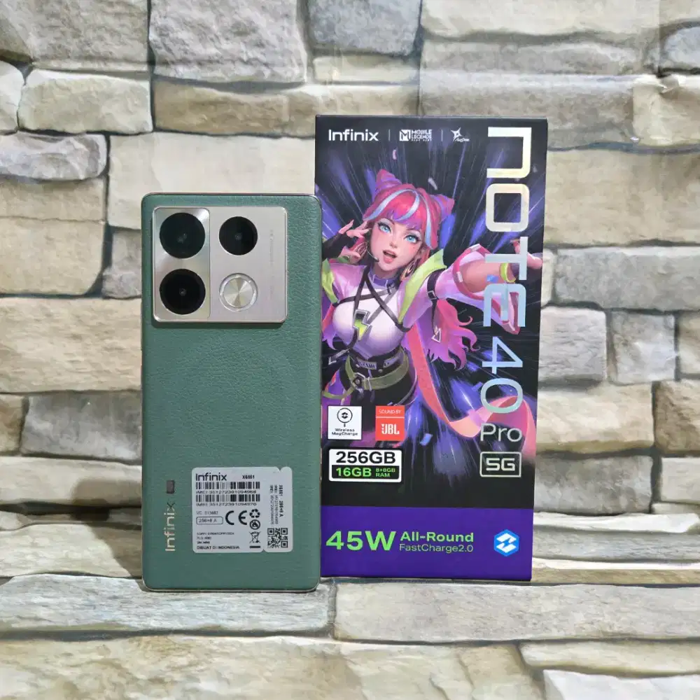 Infinix Note 40 Pro 5G 8/256 Green Fullset Segel Normal Mulus 98%