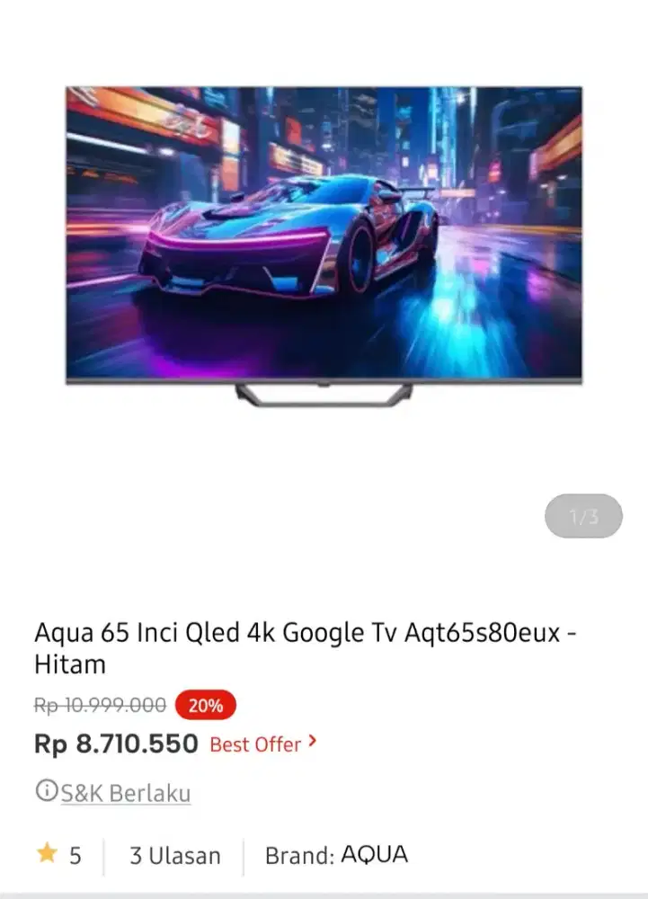 Aqua Qled led google tv 4k 65 inci