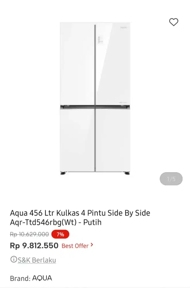 Kulkas Aqua 4 pintu warna putih