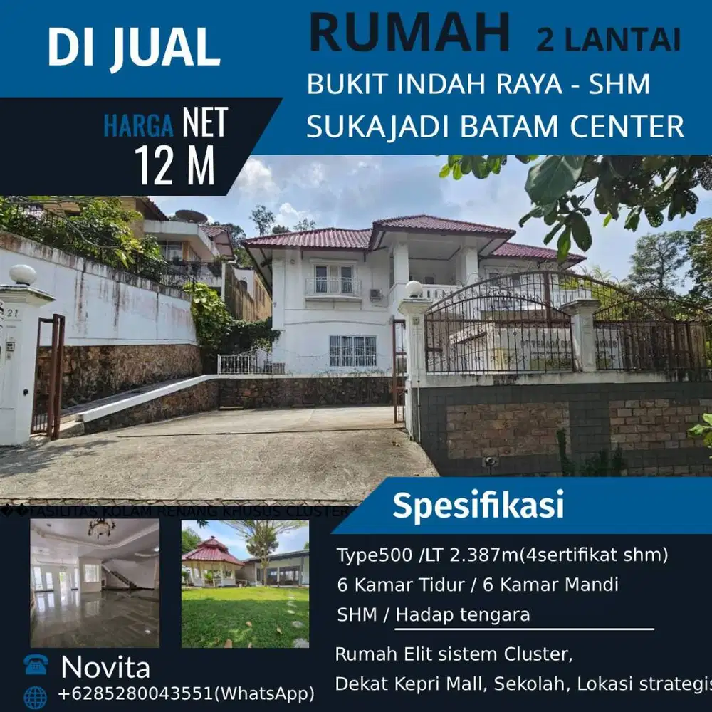 Rumah 2Lantai dan Tanah Bukit Indah Raya Sukajadi Batam Center