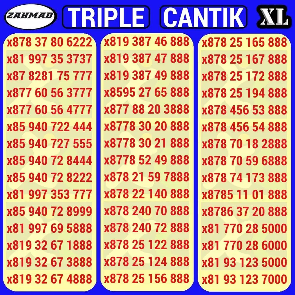 XL-C) NOCAN XL Triple kartu perdana nomor cantik 888 999 seri muraH