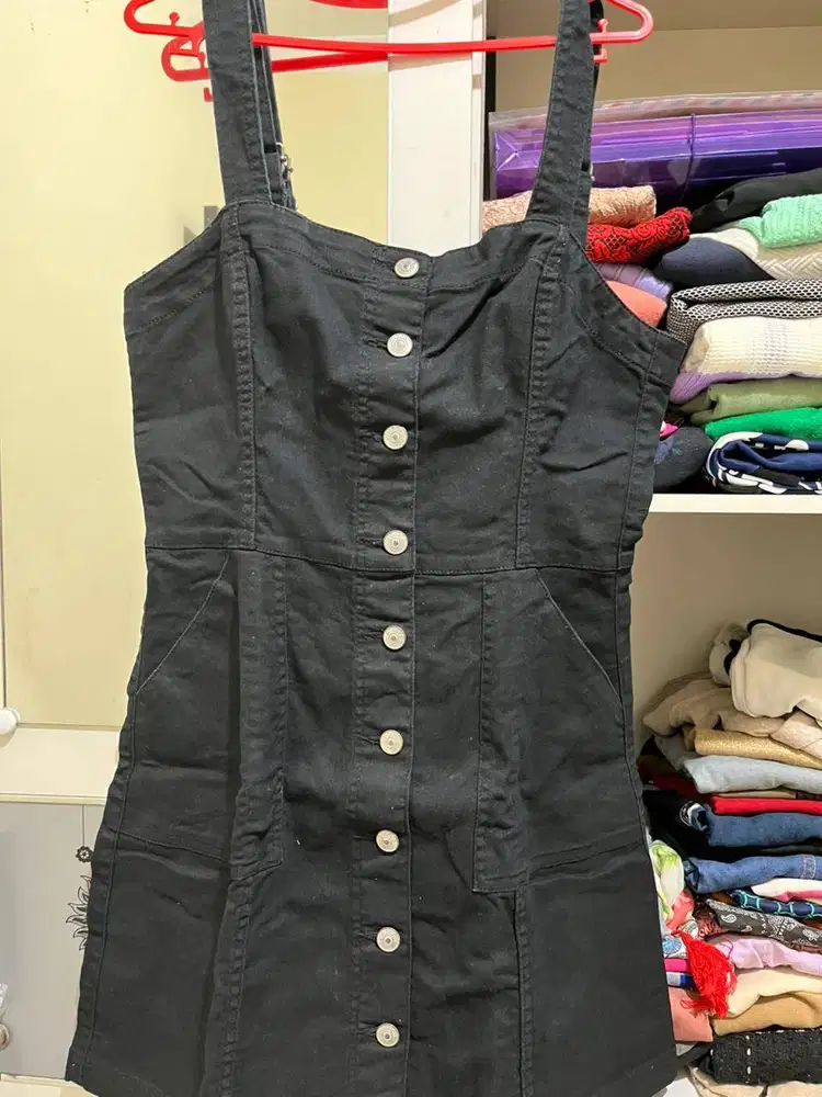 Preloved/ bekas/ thrifting dres jeans tanpa lengan