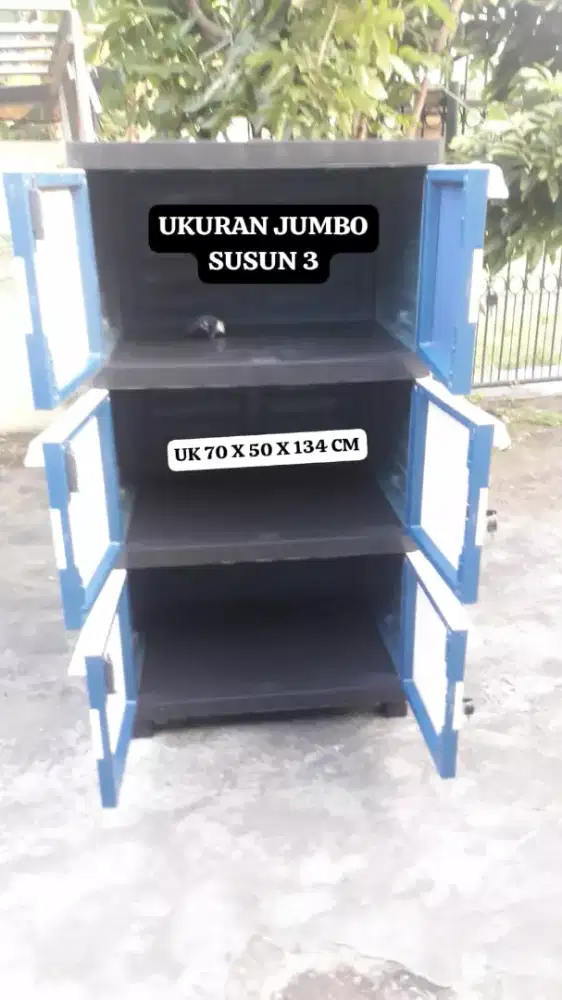 LEMARI PLASTIK JUMBO SUSUN 3 PLASTIK TEBAL KUAT N KOKOH